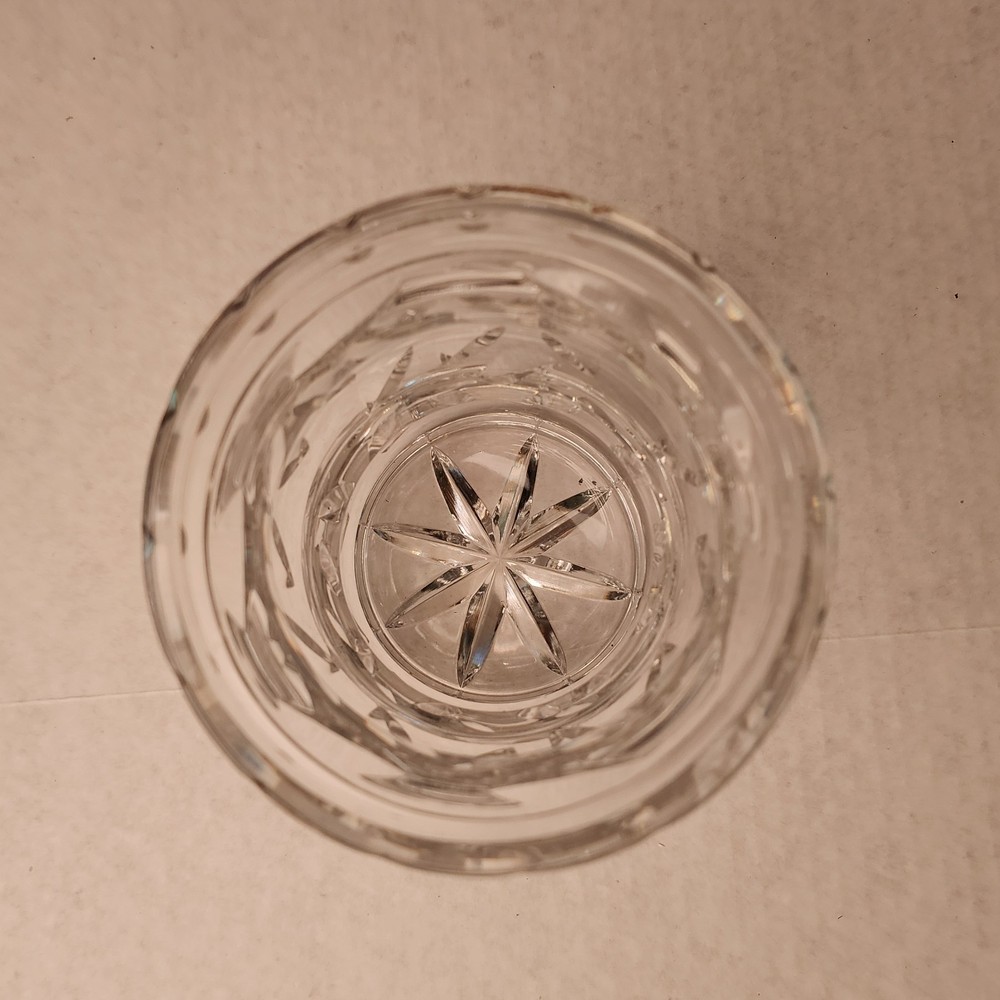 Elegant Leaf Pattern Pressed Glass 6 in Vase or Candy Jar Heavy