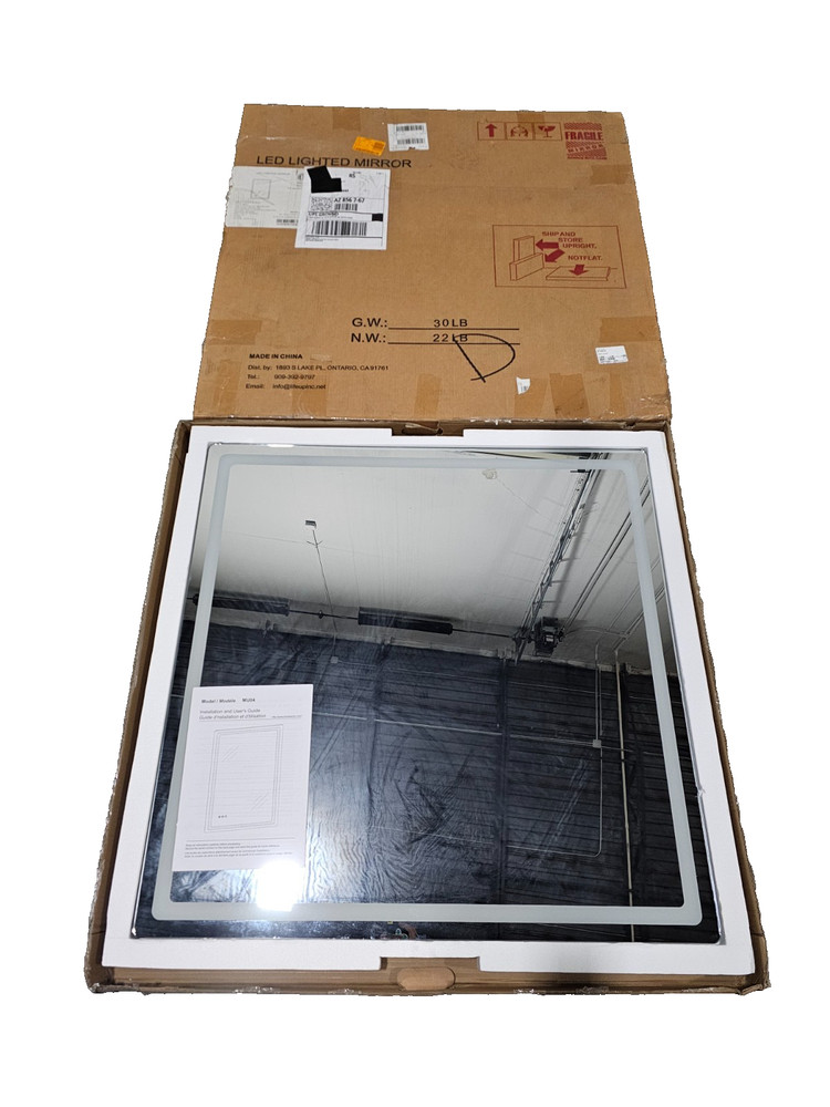 Round Corner Rectangular Frameless 36" W x 36" H Wall Mount LED Bathroom Mirror