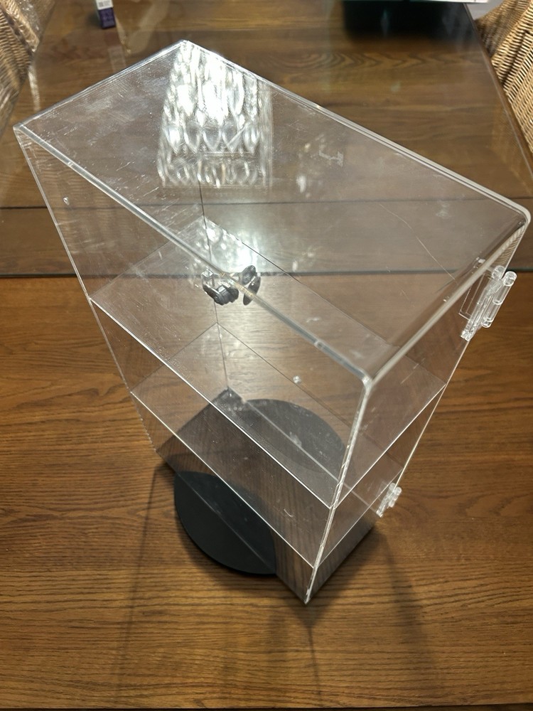 Acrylic Display Lockable 3 Tier With Rotating Base, Tabletop Or Wall Mount