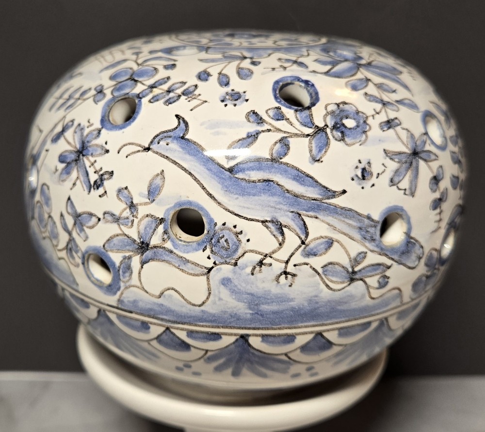 Portugese Blue And White Ceramic Incense Holder