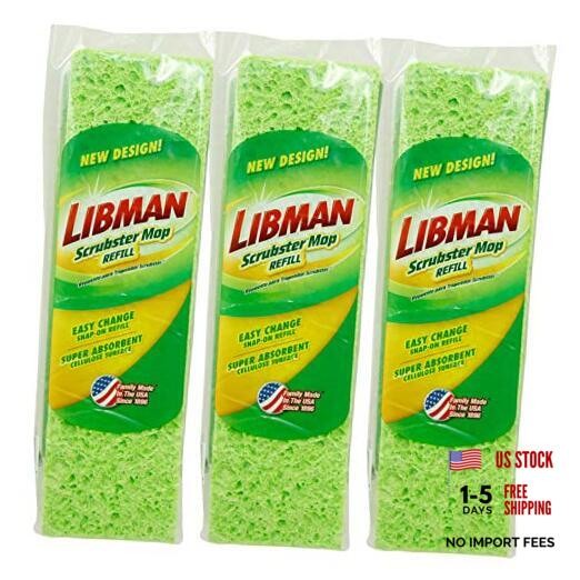 Libman Scrubster Mop Refill Pack, Three #3105 Refills Extra-Absorbent,