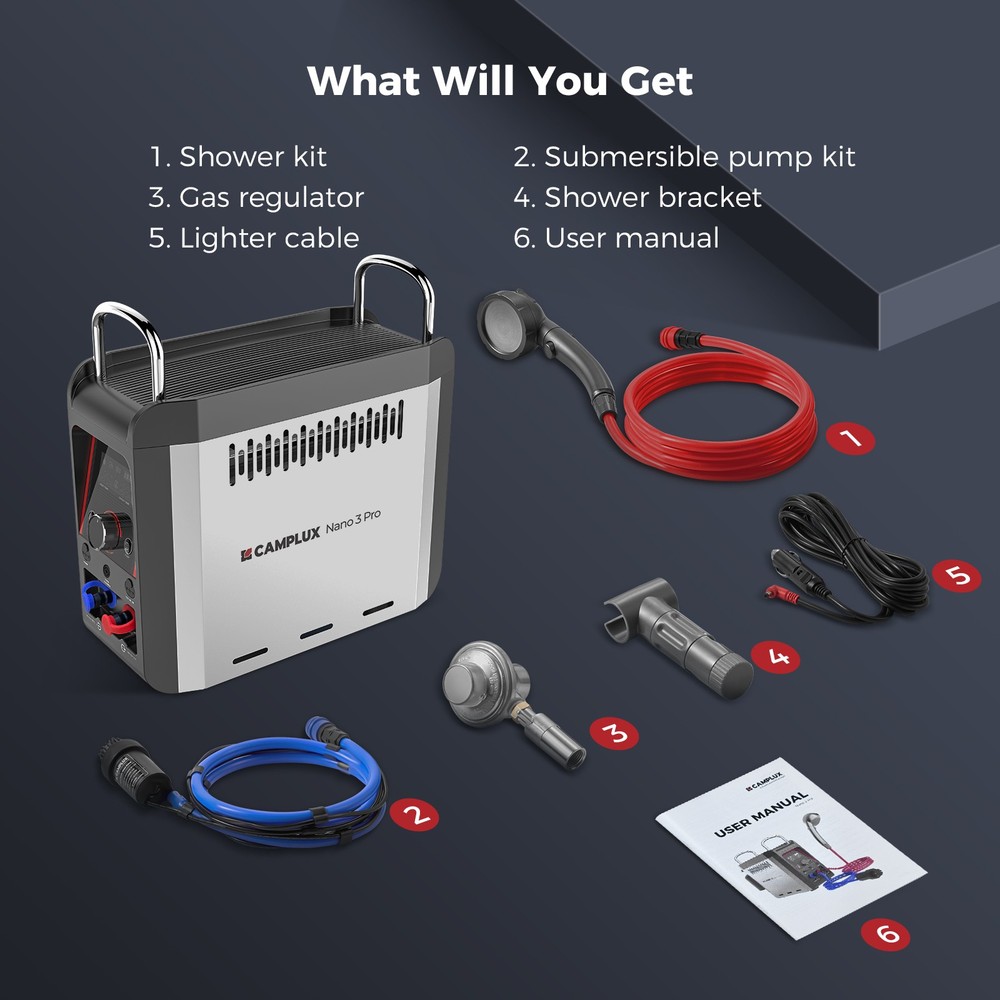 Camplux 1 lb Tank Portable Propane Water Heater for Camping Shower CSA Certified