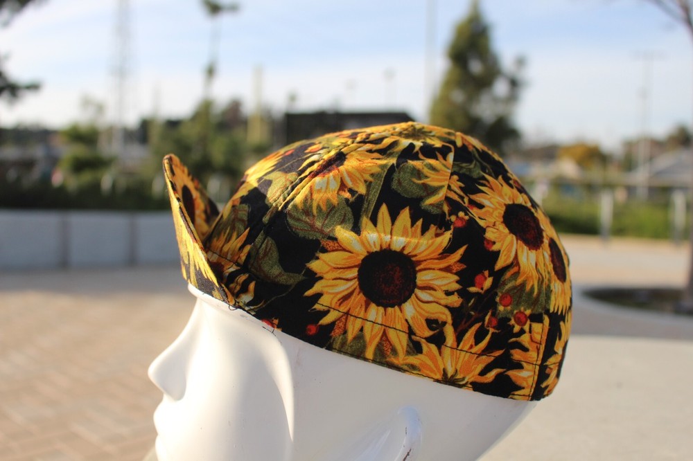 SUNFLOWER CYCLING CAP 4 PANEL handmade in USA