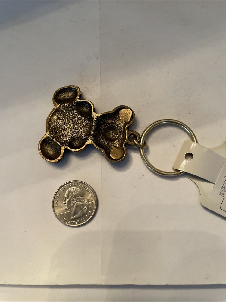 Vintage Brass Teddy Bear Key Ring