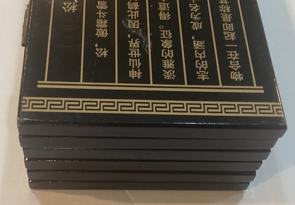 6 Panel Divider Mini Folding Screen Chinese Lacquerware Pine And Crane