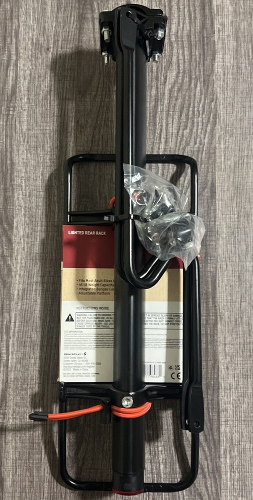 Blackburn Lighted Rear Bicycle Rack 45 lbs Capacity Bungee Adjustable New