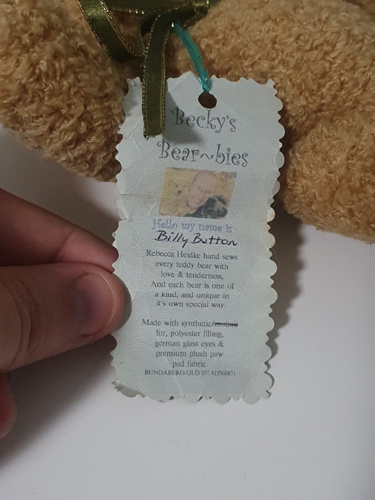 HAND MADE TEDDY BEAR BILLY BUTTON 20CM JOINTED GERMAN GLASS EYES