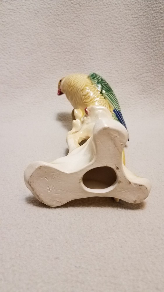 Vintage- Hand Painted Ceramic/Pottery, Parrot Figurine