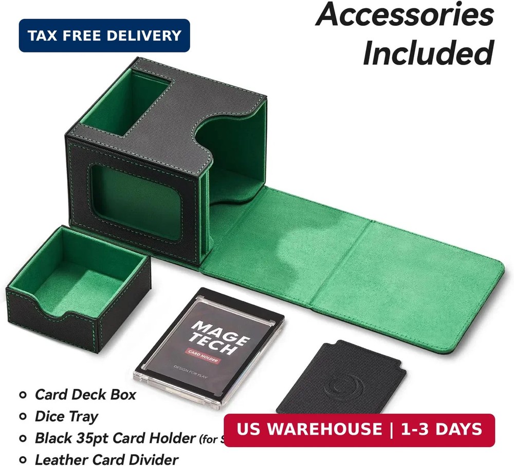Mage Tech Card Deck Box for MTG Commander - Patented Design, Commander Display,