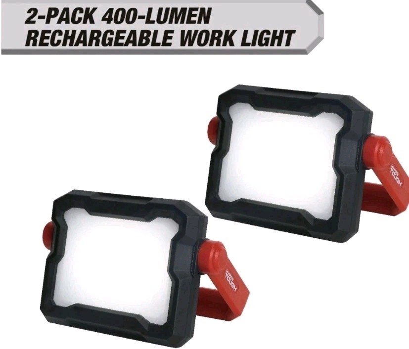 Hyper Tough 2 Pack 400 Lumen - Rechargeable LED Work Lights