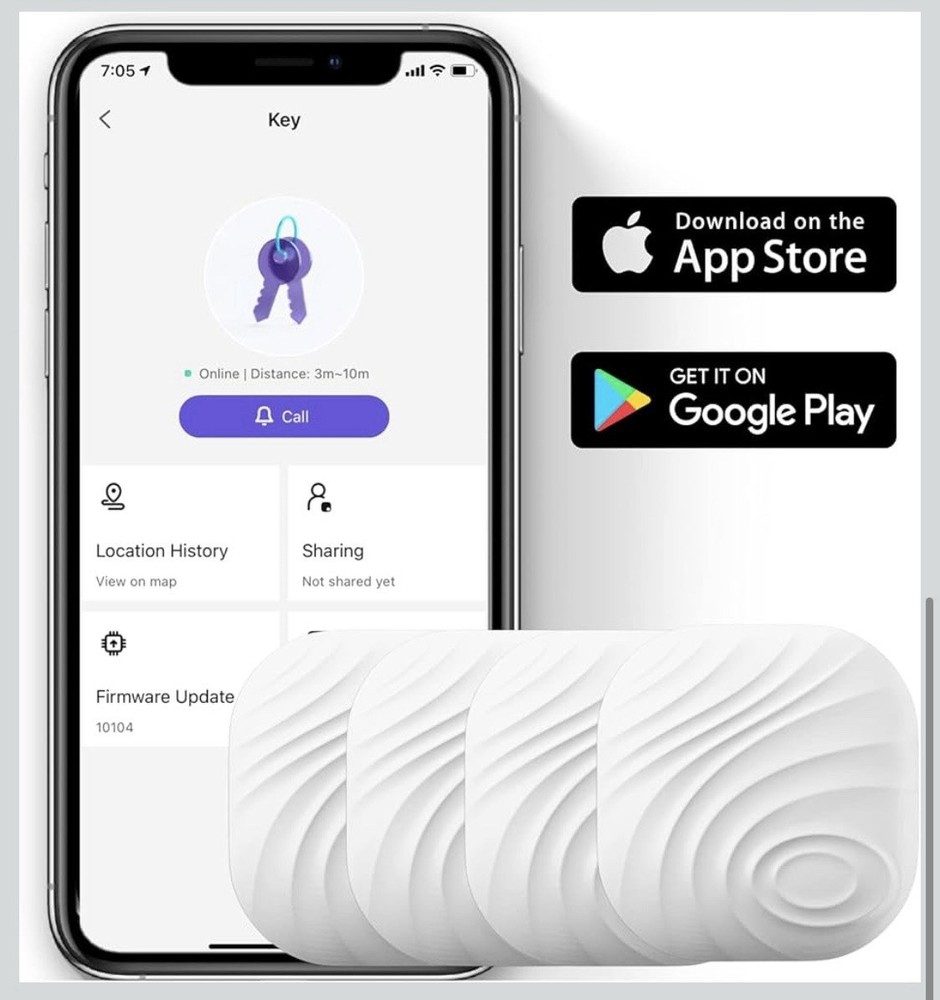 Nutale Findthing Key Finder 4-Pack Bluetooth Tracker for Keys, Wallets - White