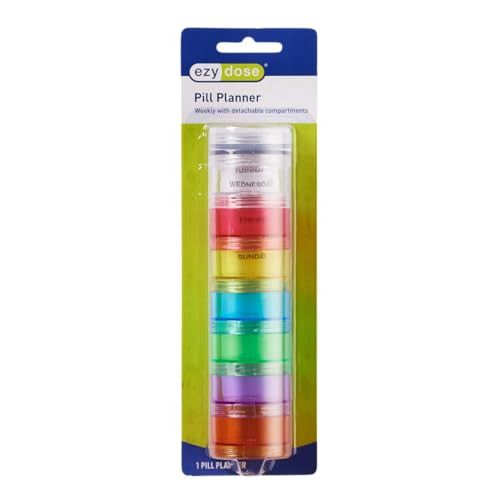 Ezy Dose 7 Day Rainbow Pill Organizer Stackable Weekly Medication Planner