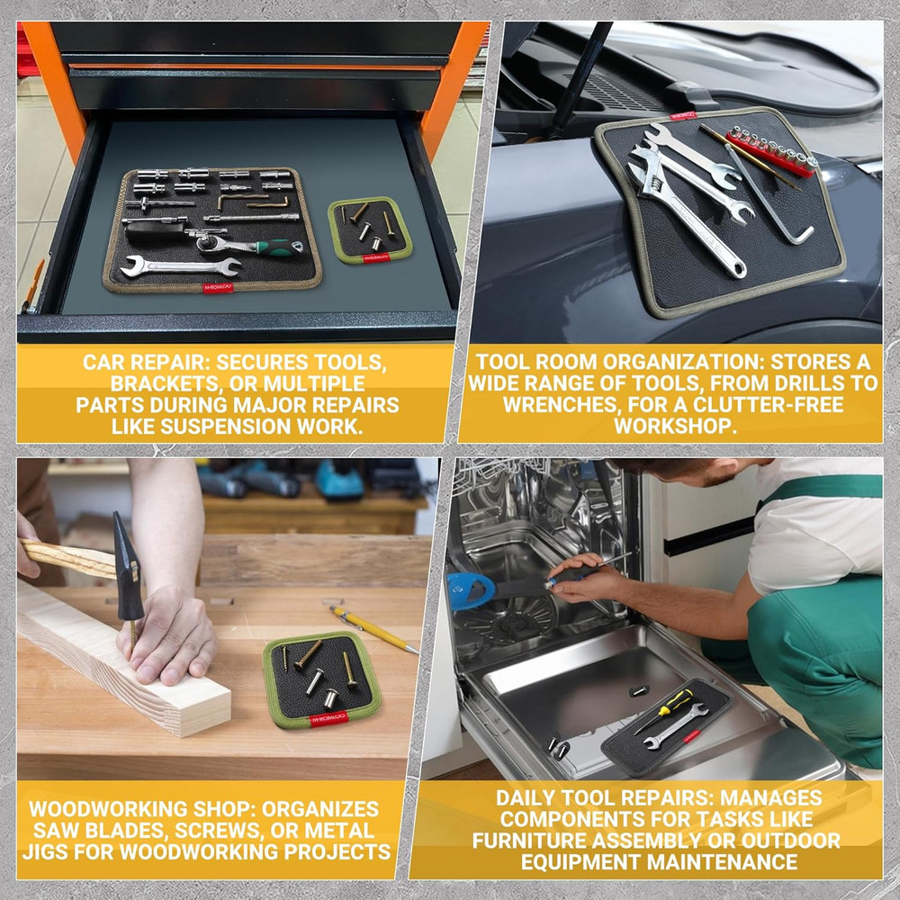 Magnetic Tool Mat & Tray for Organizing Tools in Garage
