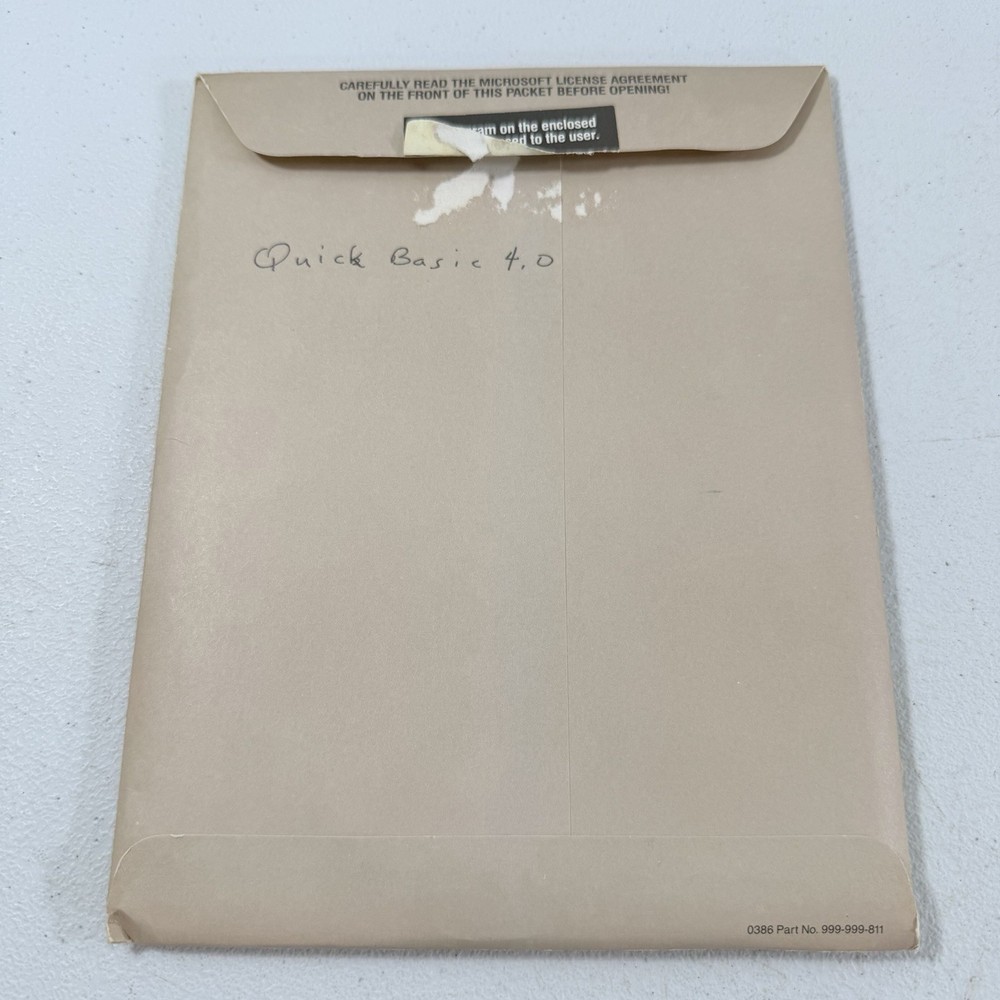Vintage Software Microsoft Quick Basic 4.0 5.25" Diskettes