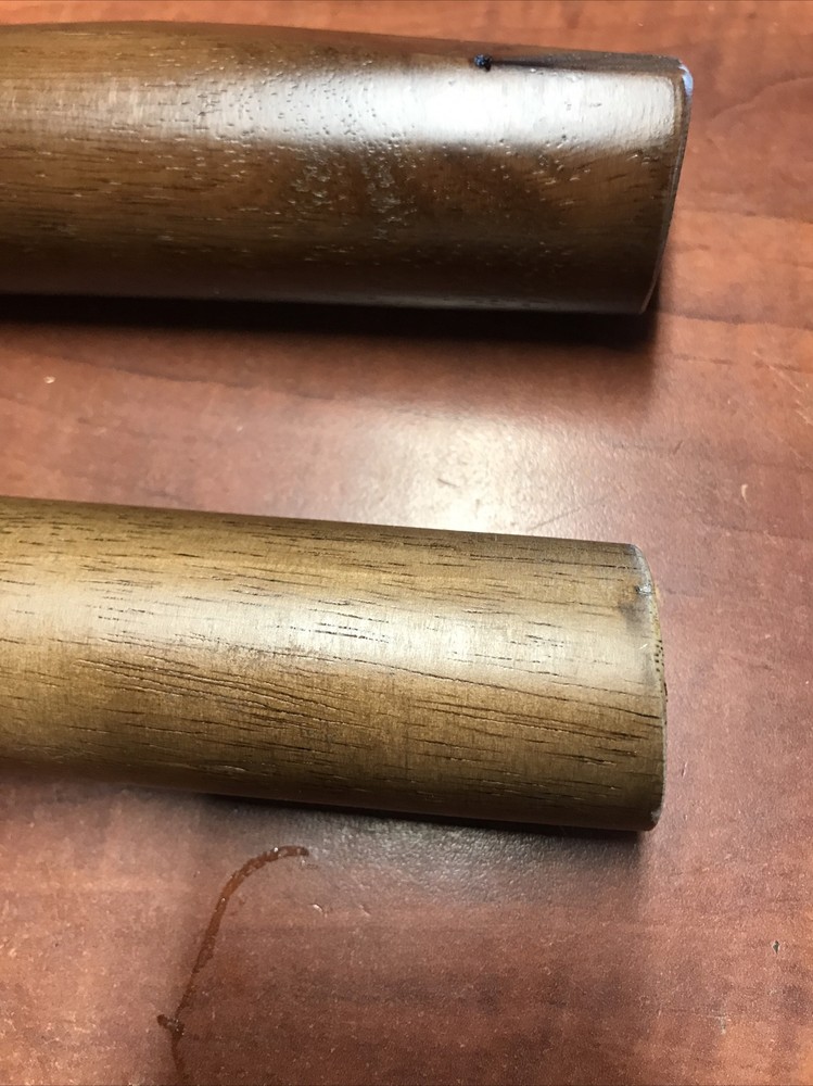 New 2x Solid Oak Round 1-3/4” -2” Walnut Color Dining Table Legs 28-1/2” Long