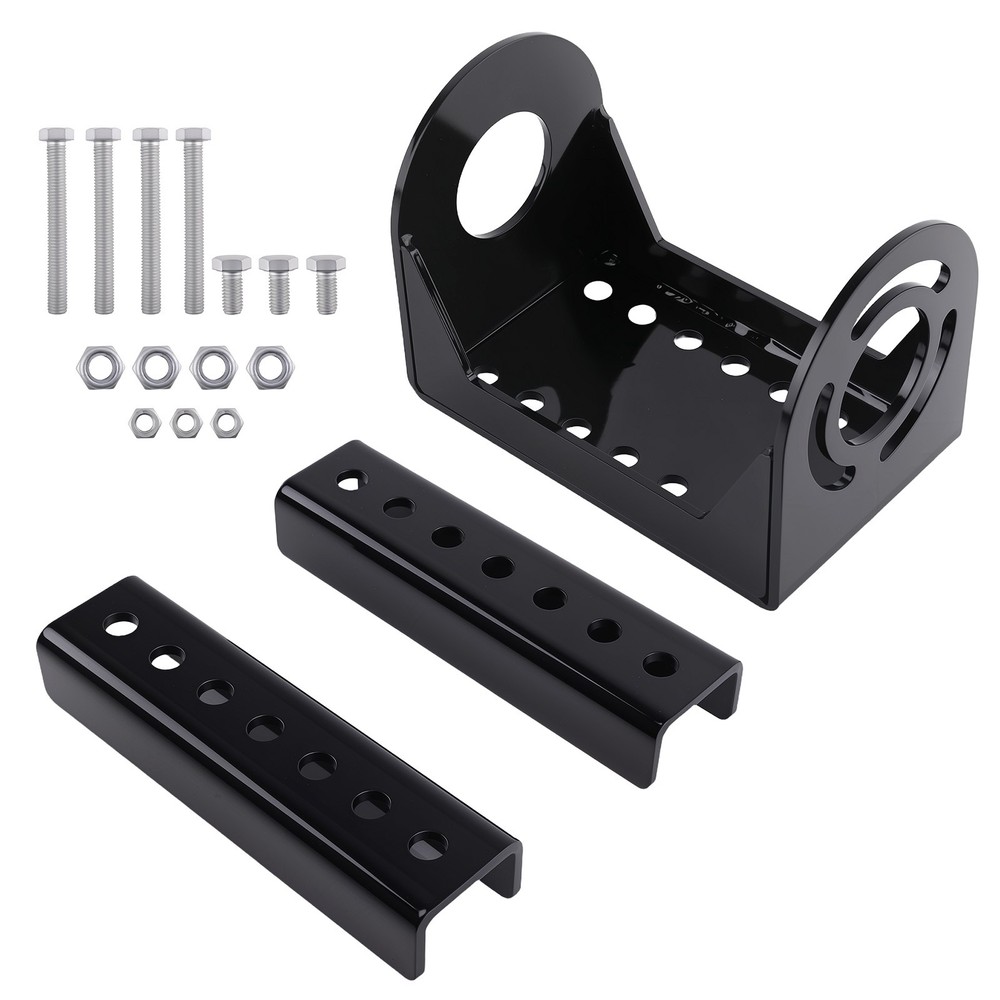 Trailer Jack Support Bracket Kit for A-Frame 3-Bolt Pattern Steel Black