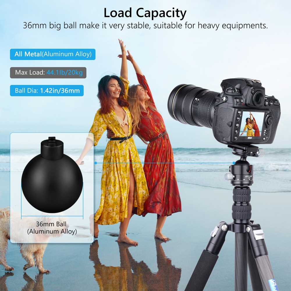 ARTCISE CB36 36mm Low Profile Tripod Head Heavy Duty Panoramic Ball Head