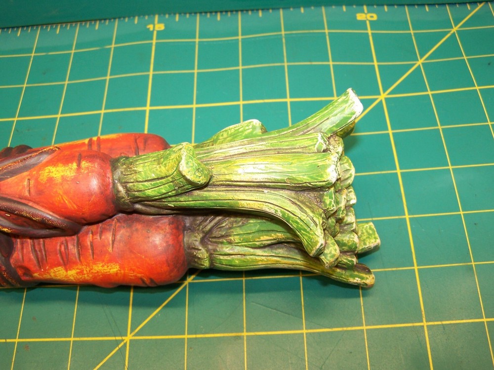 LARGE CERAMIC CARROTS HANDPAINTED ORANGE GREEN 13.5”