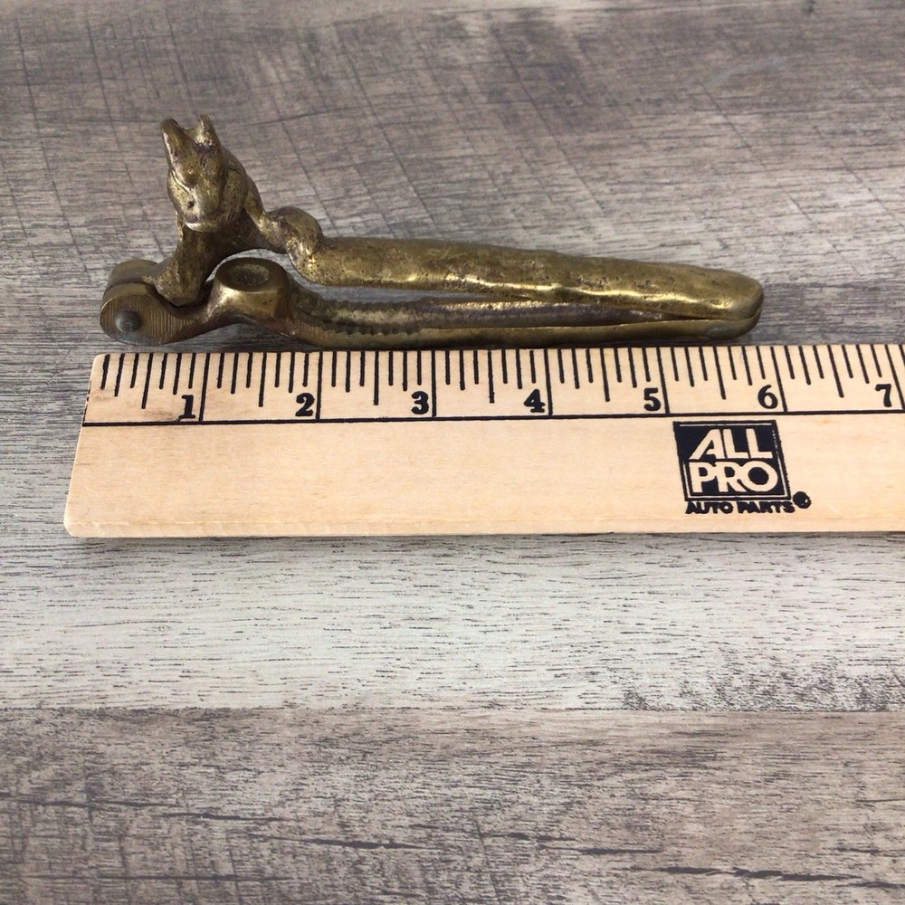 Vintage Brass Squirrel Sitting on a Branch Nutcracker 6"