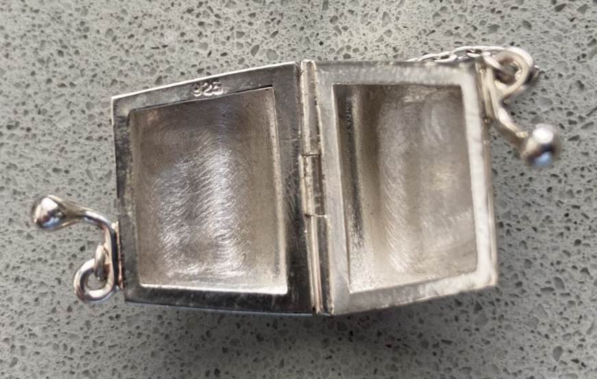 Tiny sterling silver etched purse pill box