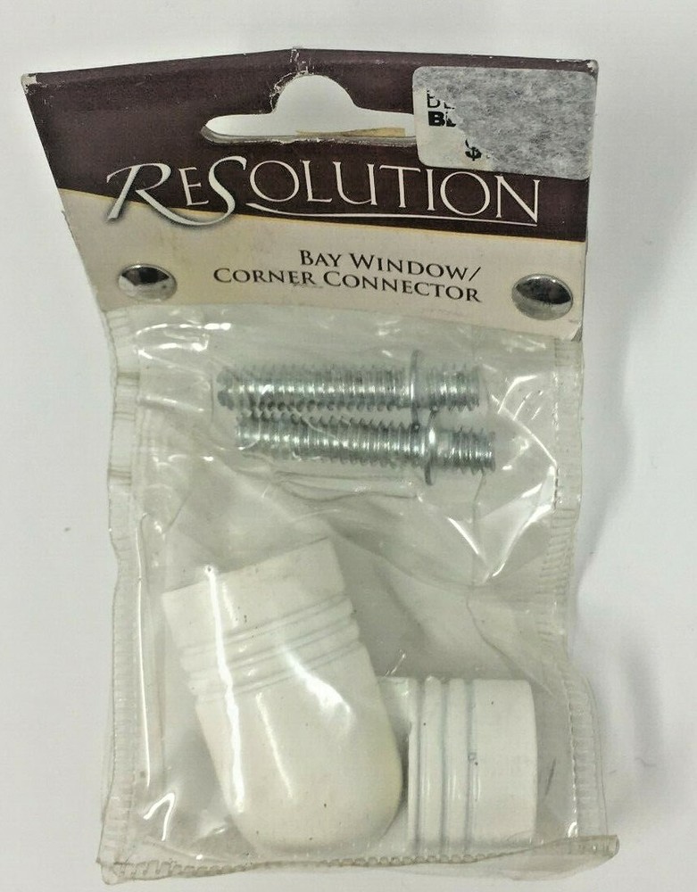 Resolutions Satin Corner Bay Window Hinged Connector 1" Rod	In White