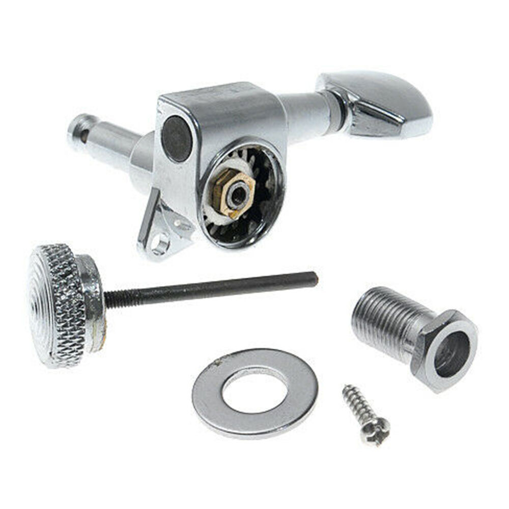 Chrome Thread 6R Inline Guitar Tuning Pegs Locking Tuner with Key Machine Heads