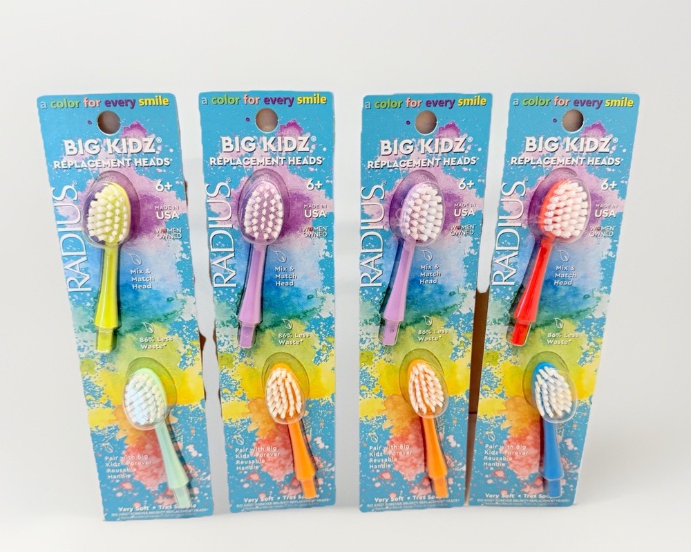 Radius Big Kidz Forever Replacement Toothbrush Head Very Soft LOT Multi Color