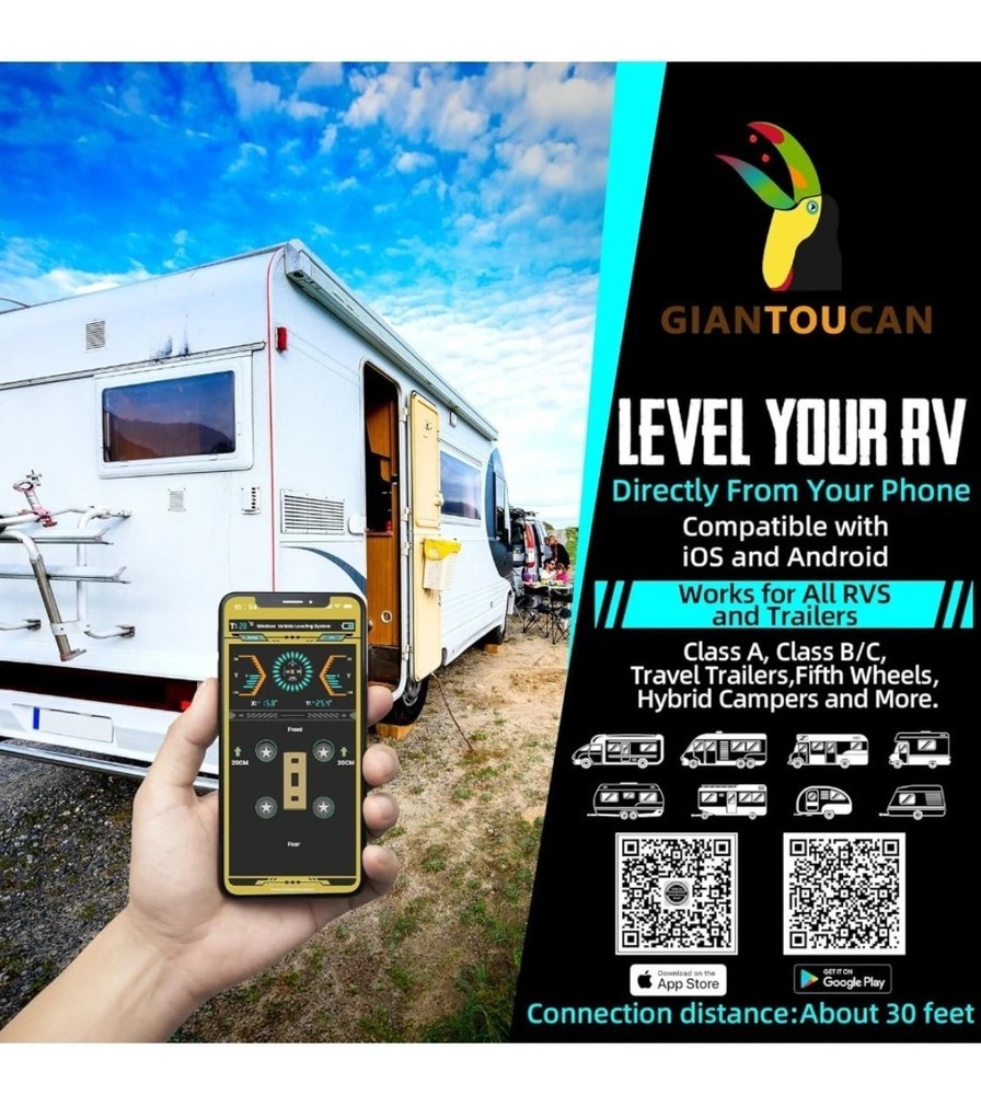 New Wireless RV Camper Leveling System Bluetooth NEW
