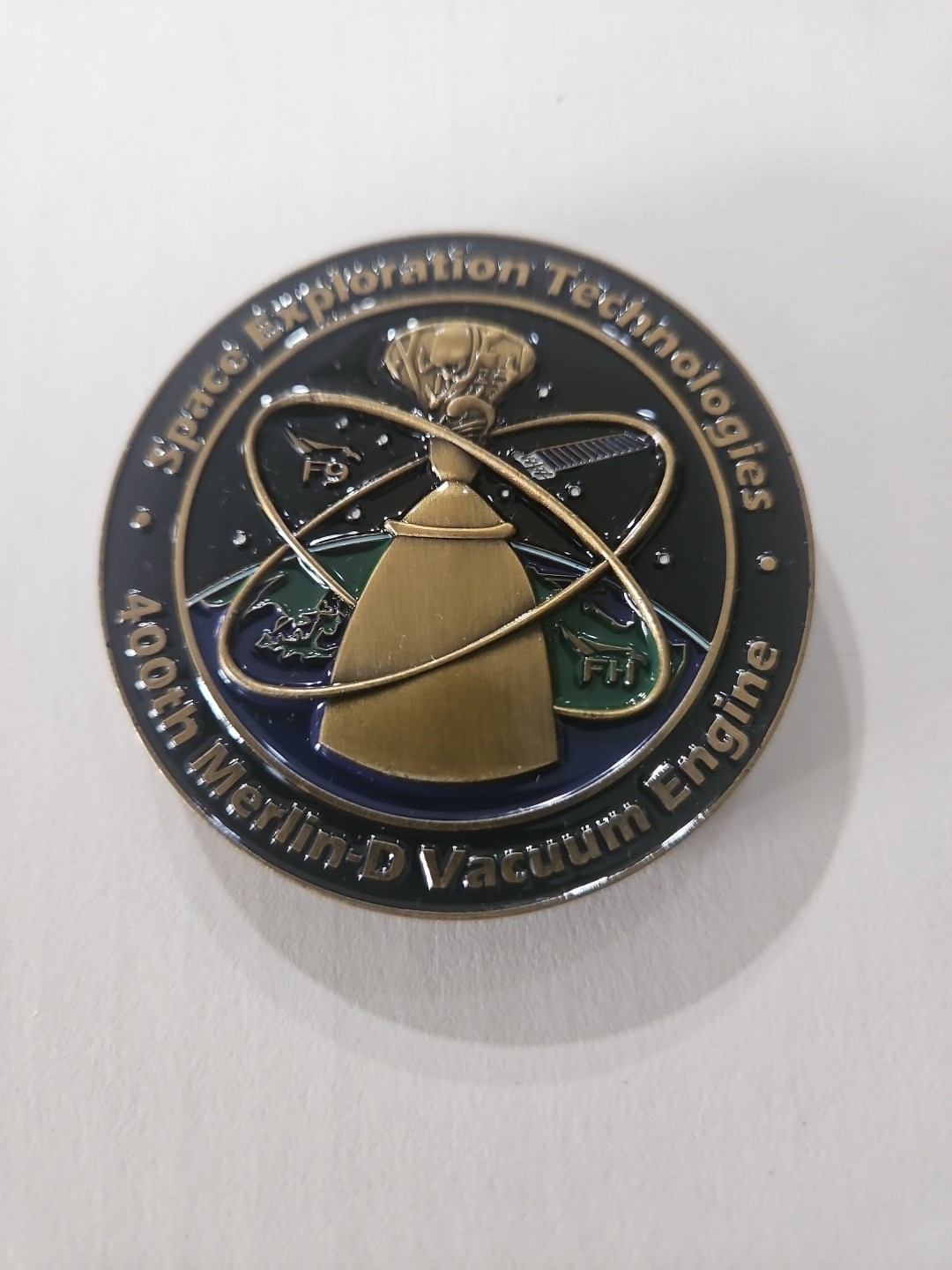 SpaceX 400th Merlin-D Vacuum Engine Challenge Coin. This limited-edition