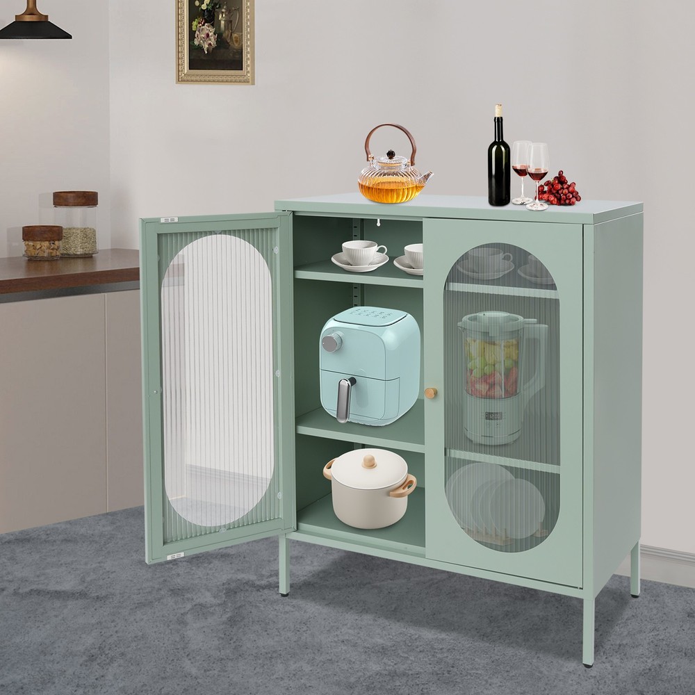 Stylish Storage Cabinet with Glass Doors - Elegant Buffet & Sideboard