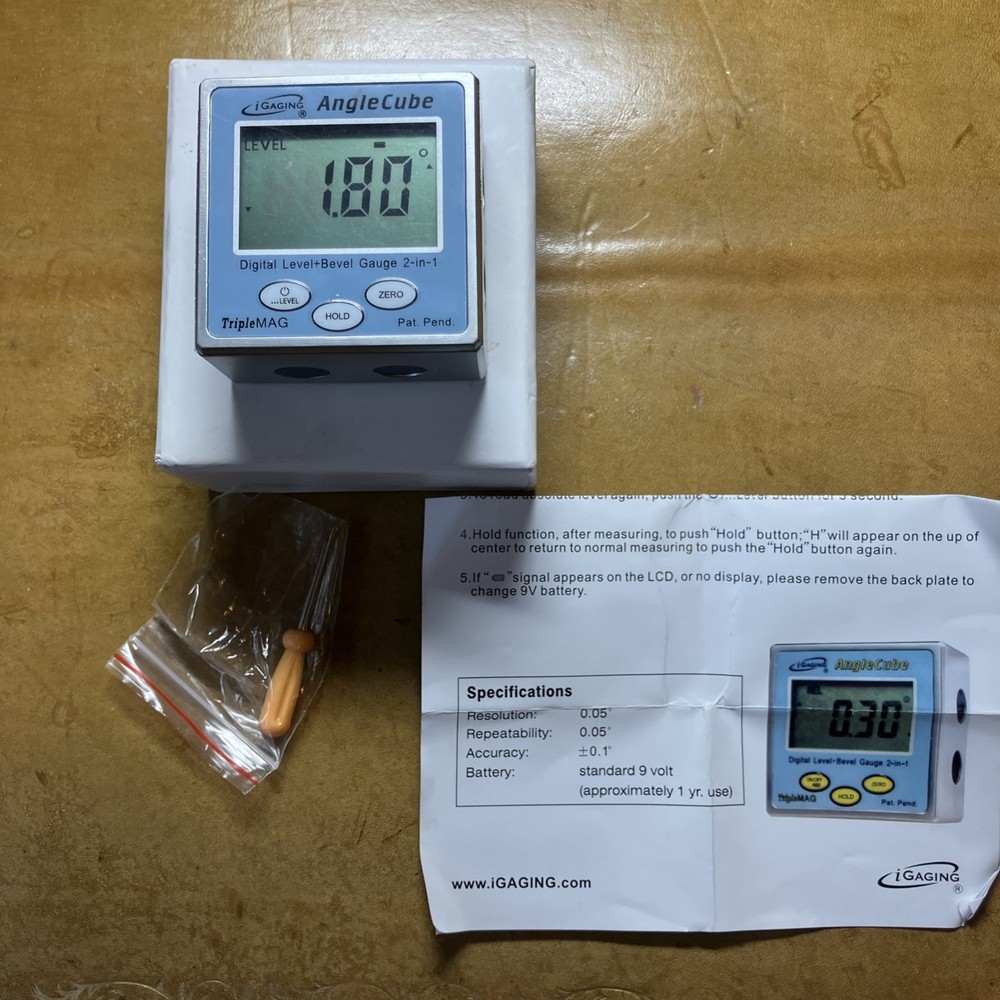 iGaging Angle Cube Digital Angle Protractor Gauge