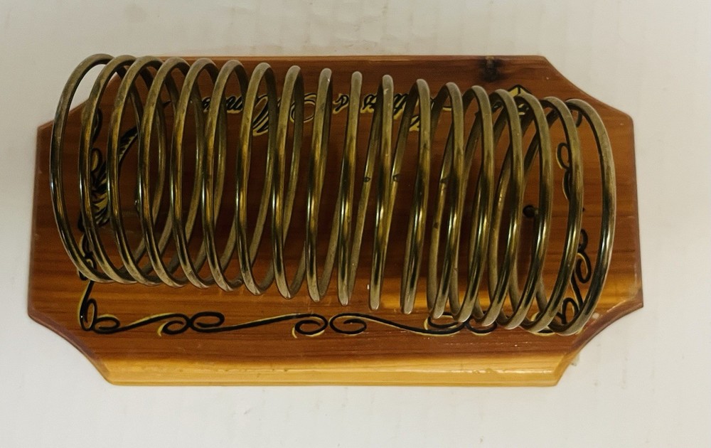 Vintage Brass Coil Desktop Organizer Mail Holder