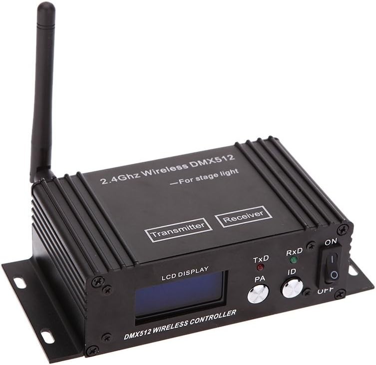 DMX 512 Controller 2.4G Wireless Transmitter Receiver LCD Display Power Adjus...
