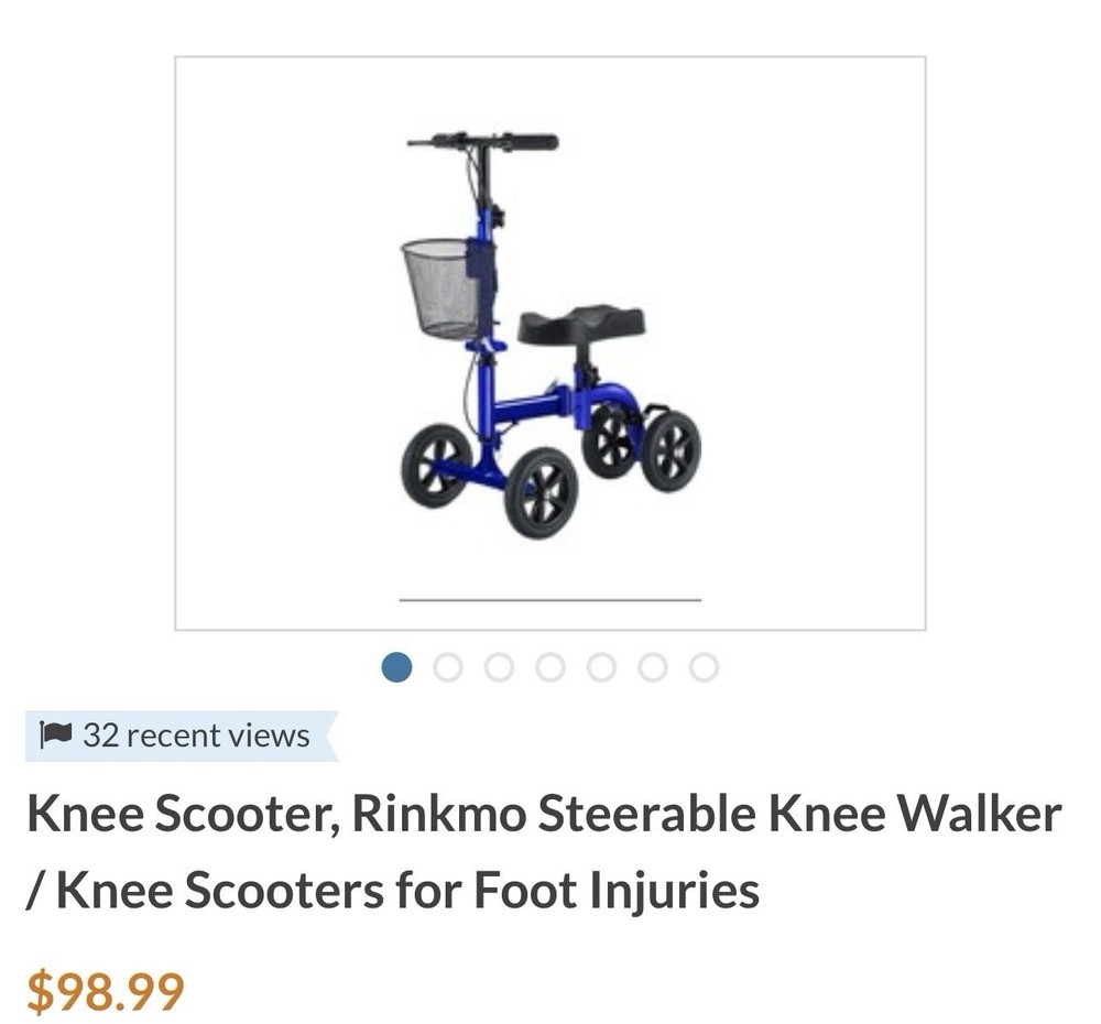 RINKMO Knee Walker Scooter 9151 Steerable Foldable Blue