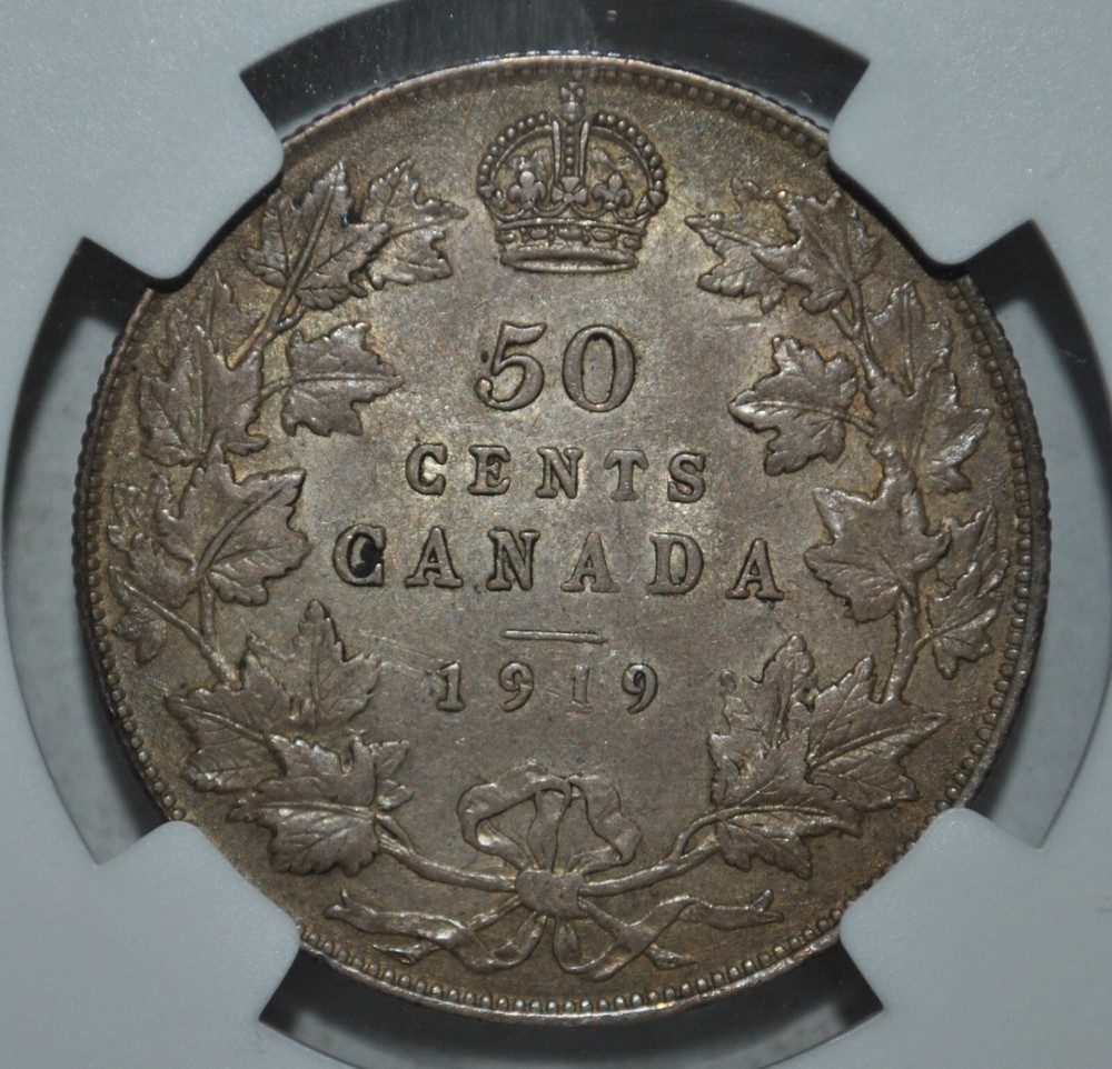 1919 Canada 50￠ Cent NGC AU58