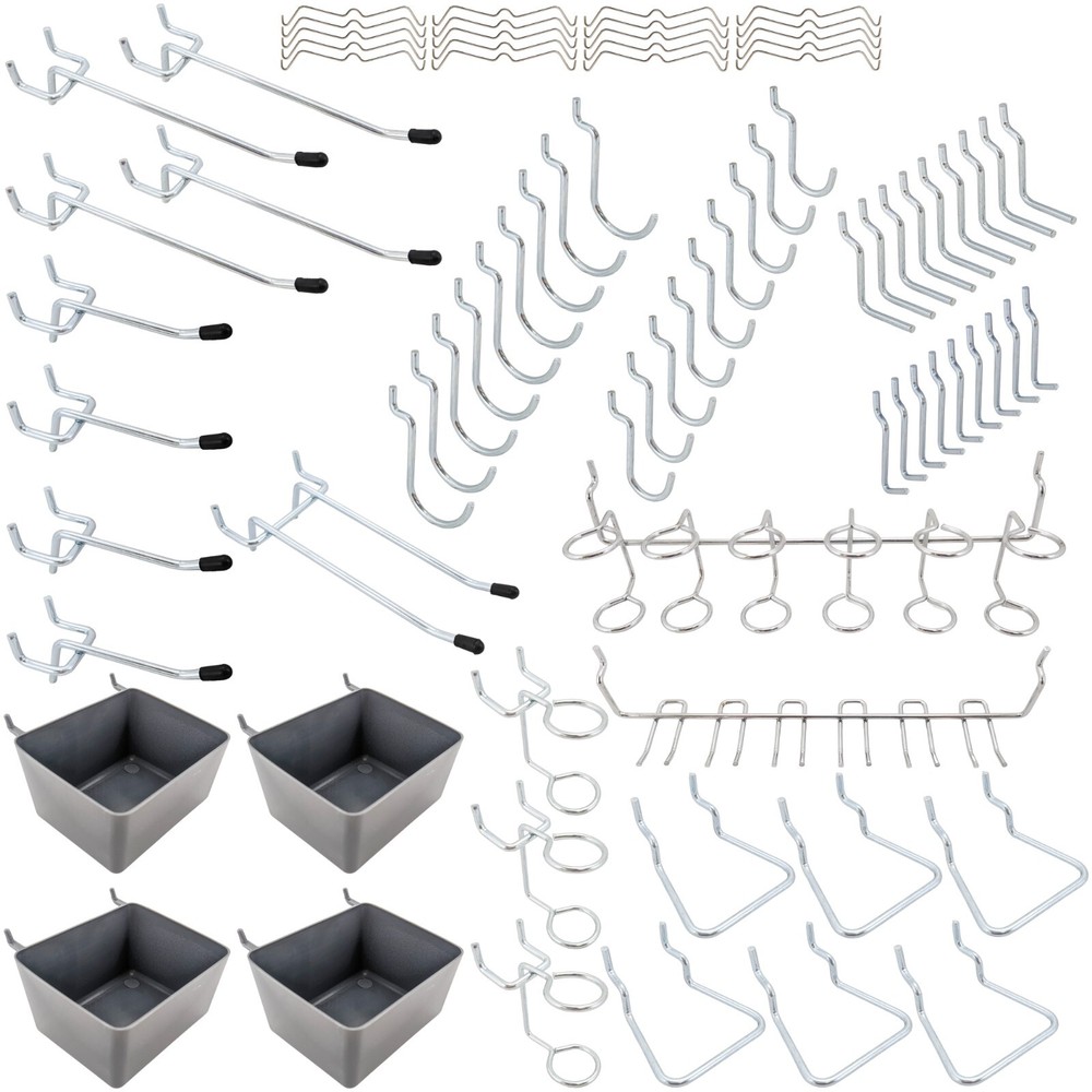 80 Piece Pegboard Hooks and Holders - Includes Straight, Curved, and Angled H...