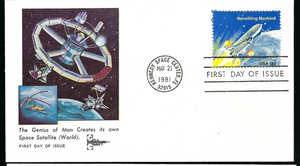 1981 Man Into Space FDC Gill Craft Cachet b