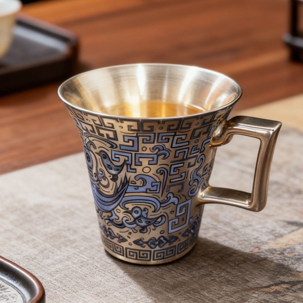 Gilt Silver Bird Ceramic Coffee Cup, 8cm 100ml, Luxury Tea Cup