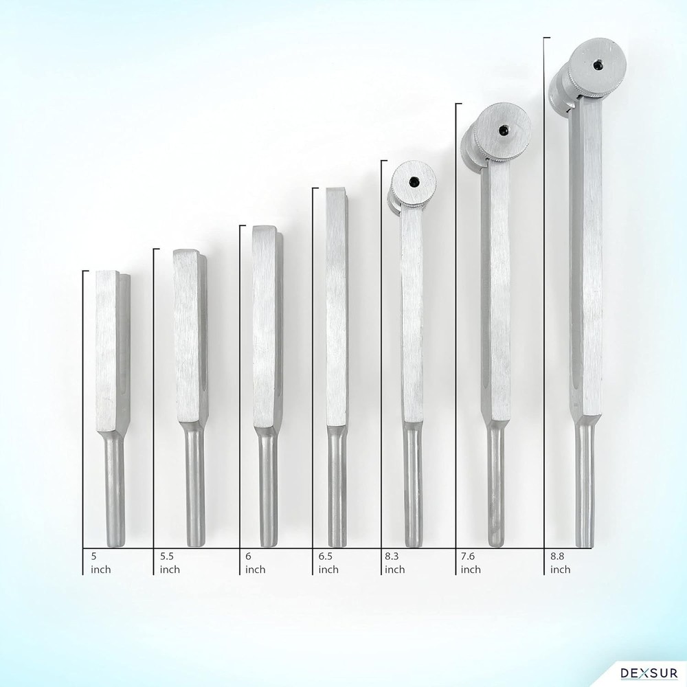 Comprehensive Tuning Fork Set for Professionals - Healing & Therapy Tool (7 Pcs)