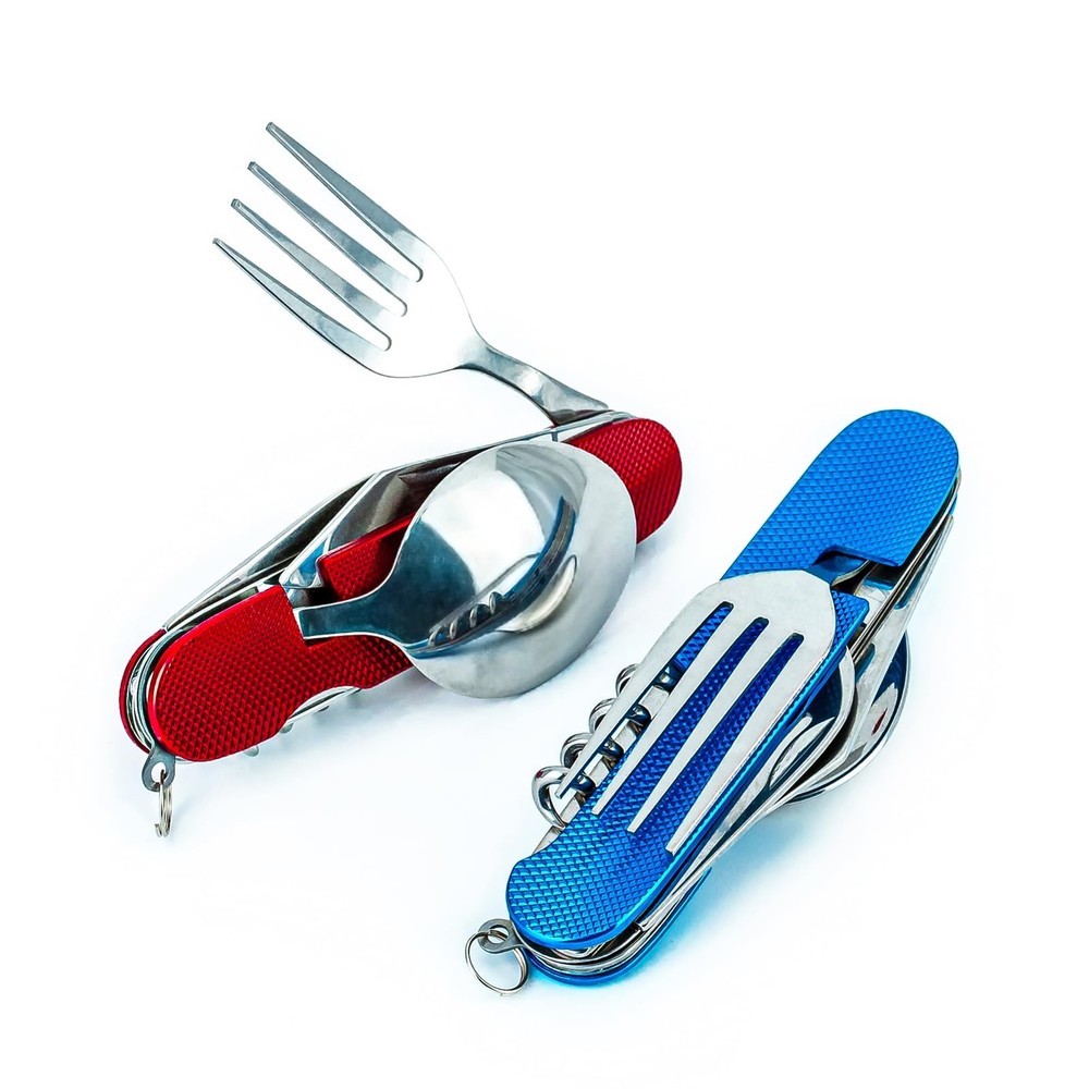6-in-1 Multi-Function Camping Utensil Flatware Set Detachable Spoon Fork Knif...