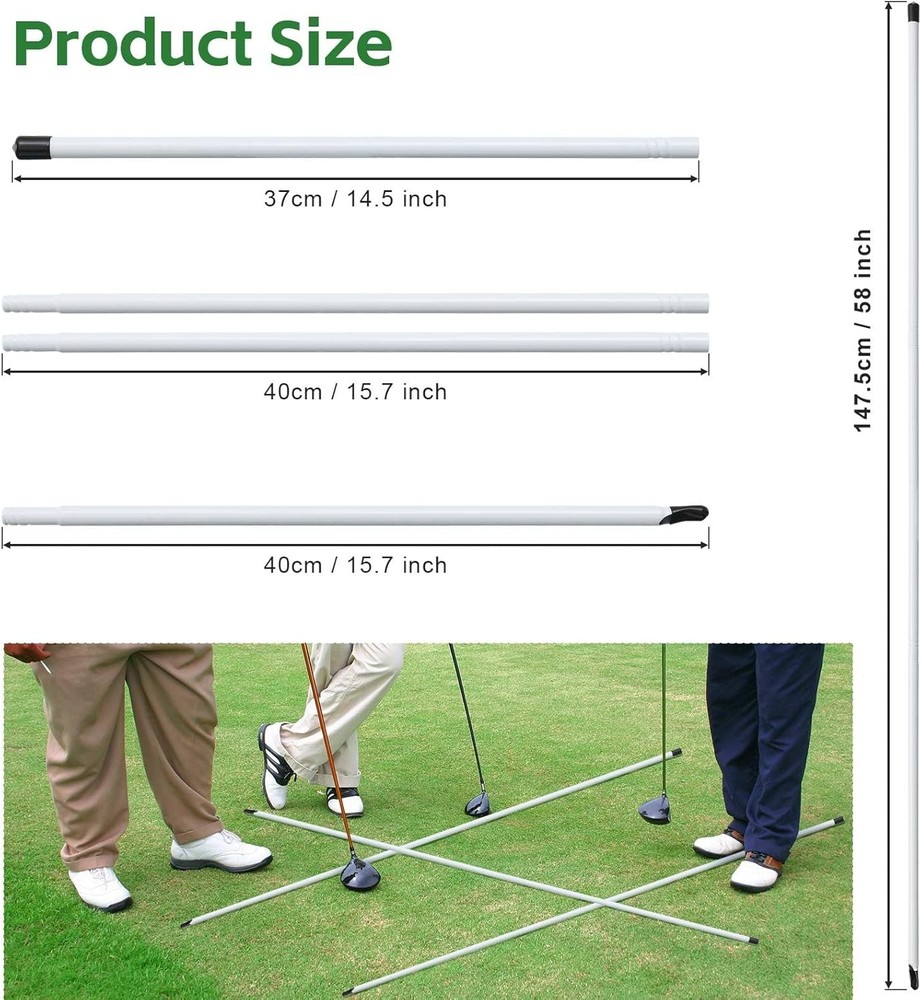 Golf Alignment Sticks, 3 Pack 58”Golf Sticks Alignment Rods, Full Golf Practic