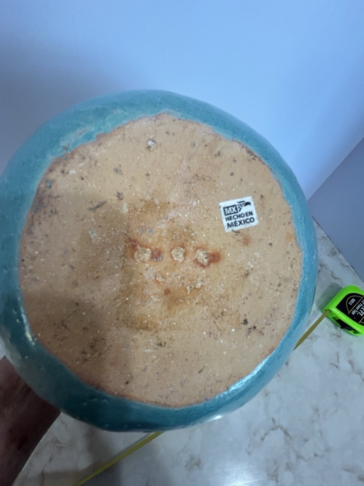 Art Studio 9”H Blue Pitcher Unique Handle Mexico