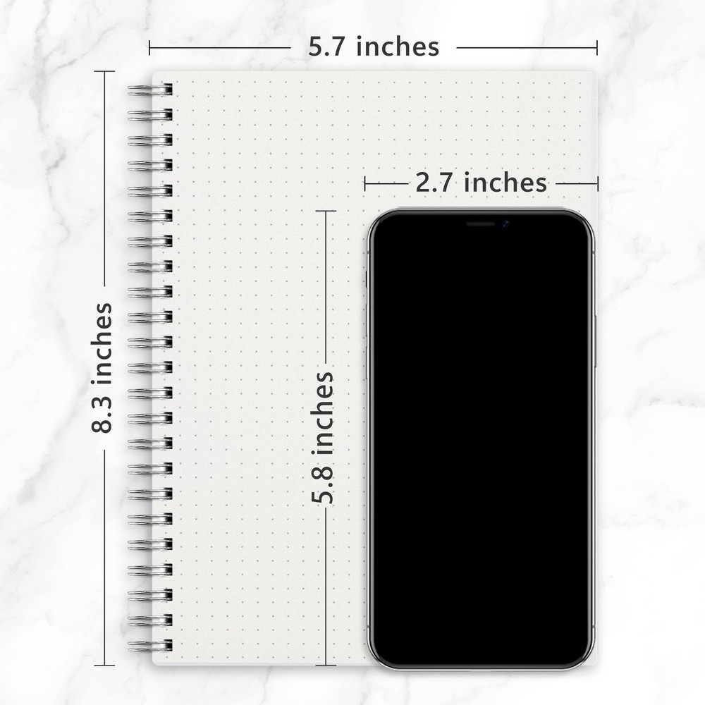 RETTACY Dotted Journal Notebook, 3-Pack, 160 Pages per Pack, Dot, Transparent