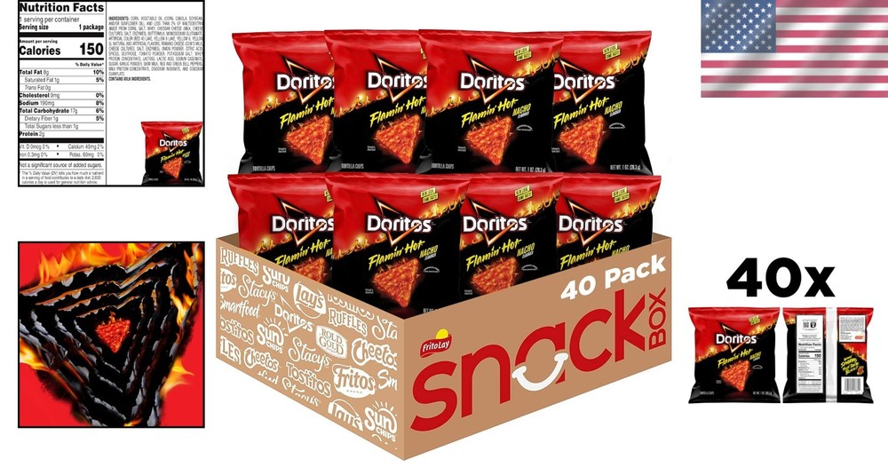 Flamin' Hot Nacho Tortilla Chips, 40 Servings=