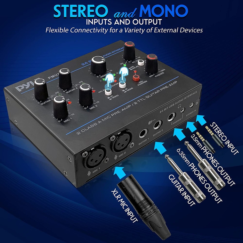 PylePro PMUX6 Pro Usb Audio Interface With Mic/Line