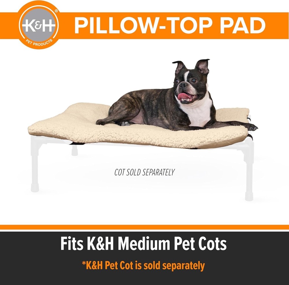 K&H Medium Dog Cot Pad: Pillow-Top Comfort for Elevated Beds - Machine Washable
