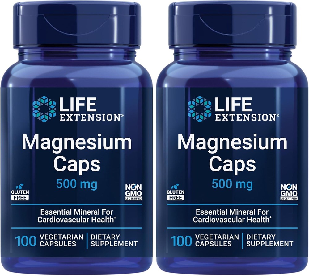 Life Extension Magnesium Caps, 500 mg 100 vegetarian (TWO-Pack)