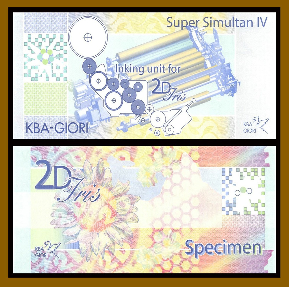 KBA Giori Super Simultan IV 2D Iris Test Note/Specimen Unc