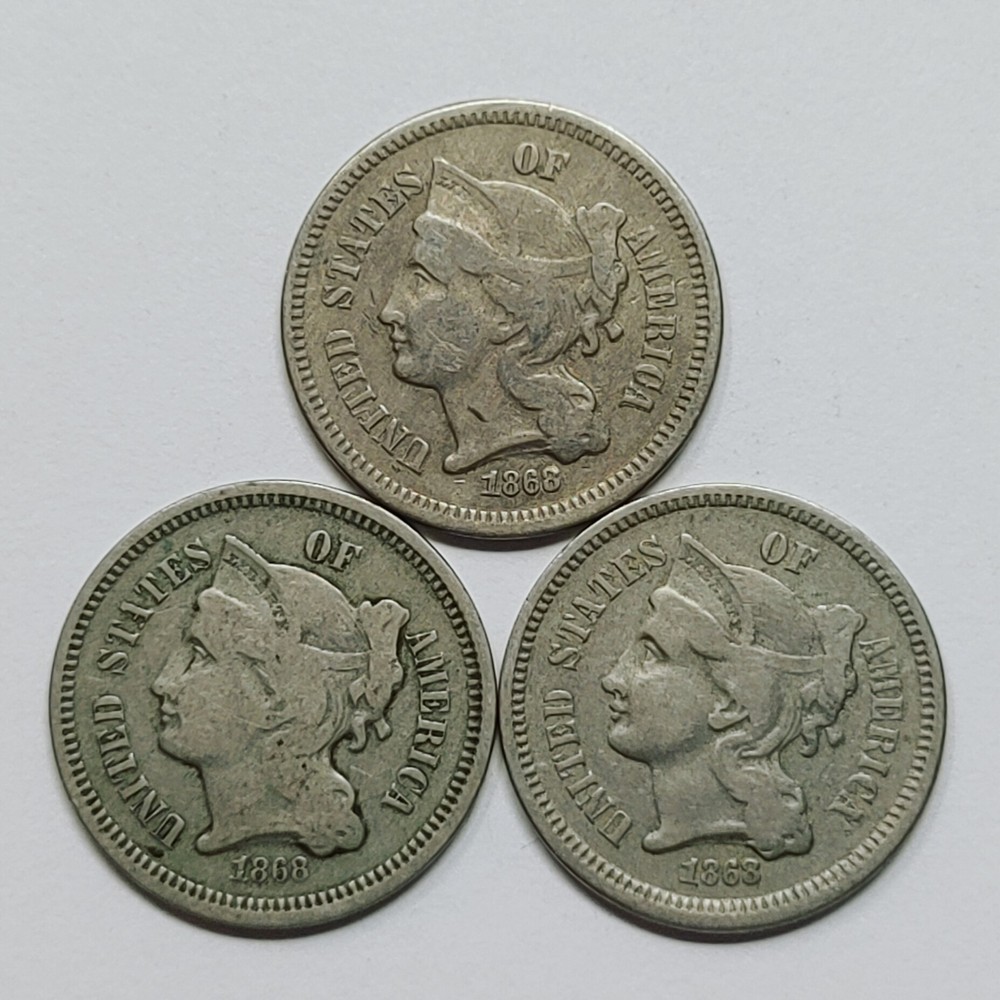 11x 1865-1874 3 Cent Nickels 3CN 28655