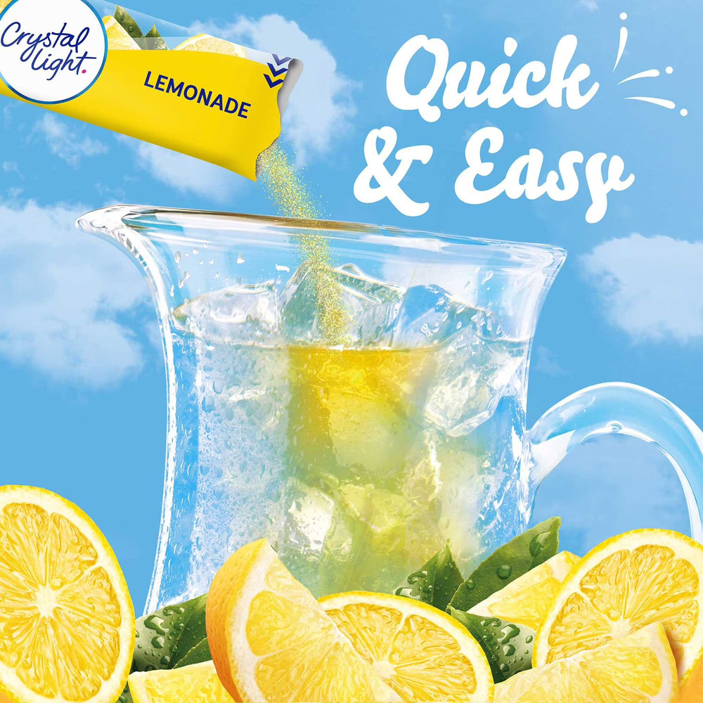 2 PACK - 16 Crystal Light Lemonade Mix Powdered Drink Mix (Total 32 Packets)